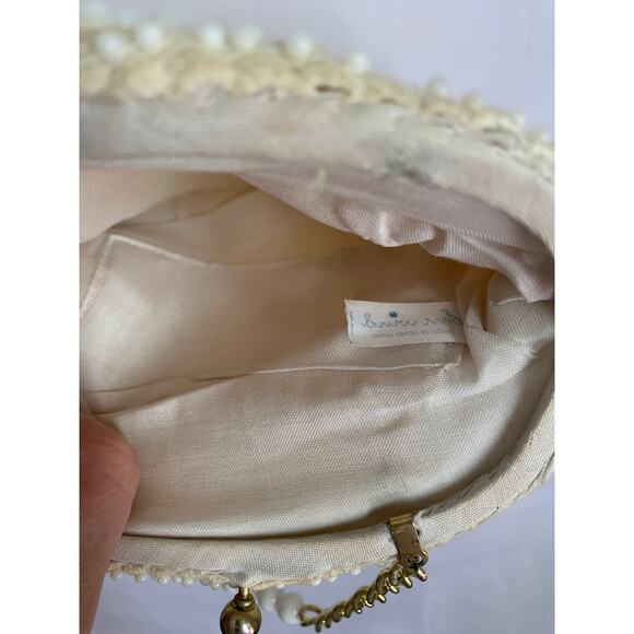 John Wind 60's Vintage Cream Beaded Bag Shoulder bag or Clutch - Picture 5 of 9